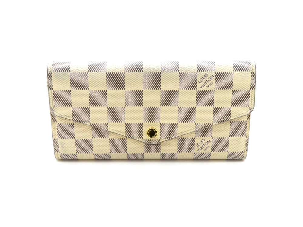LOUIS VUITTON Long Wallet Portefeuille Sarah Damier Azur White